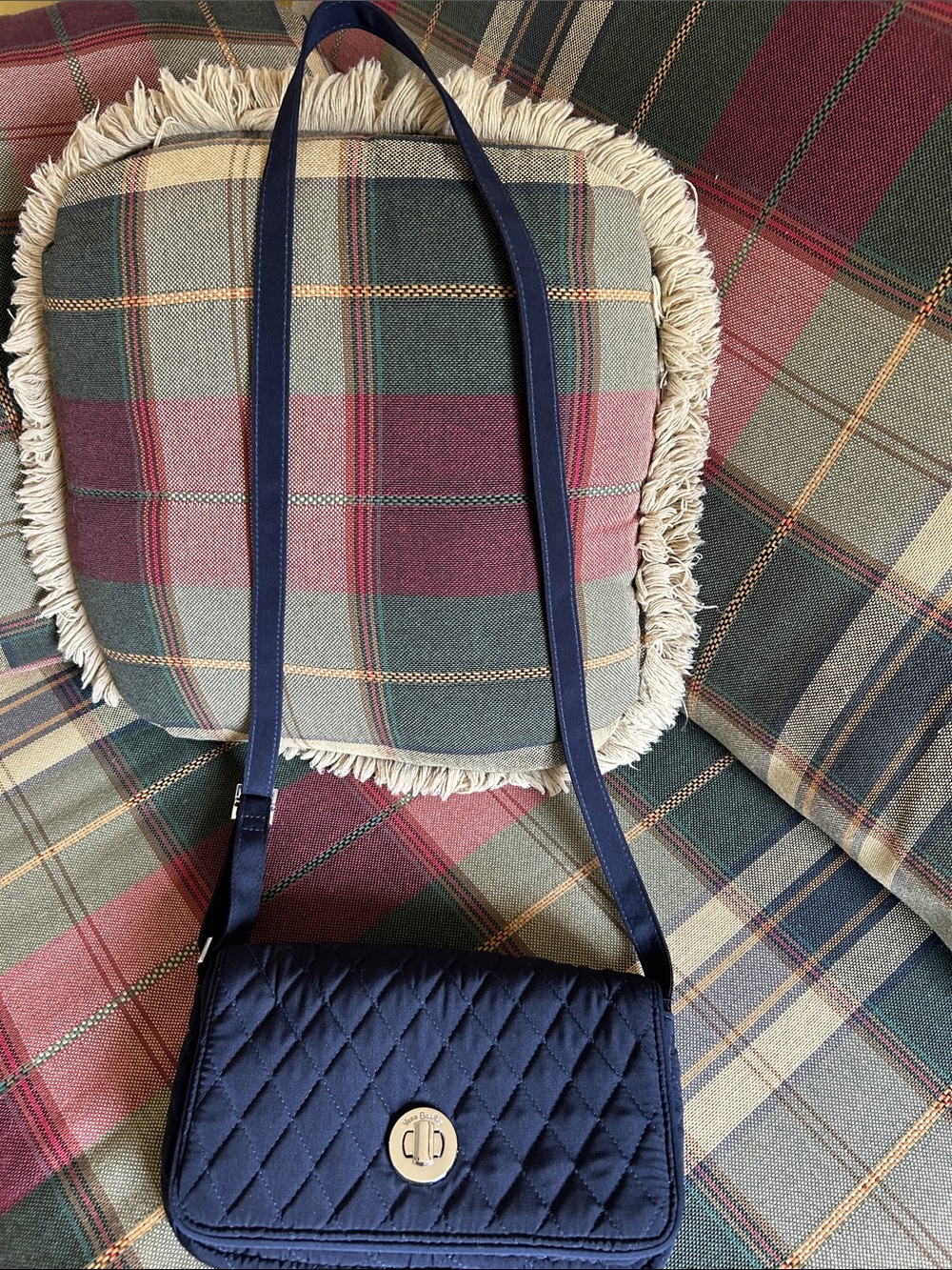 Vera Bradley Quilted Navy Crossbody with Turn-Lock